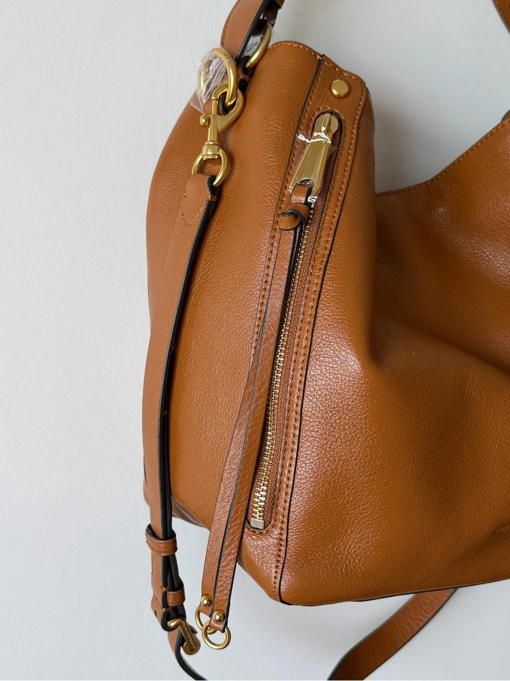 NWT Rebecca Minkoff Pebbled Cognac Leather Hobo Shoulder Bag